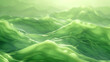 Vector art wave 3D background in kiwi jelly green shade with glowing mist in the lowlands and highlights on the peaks