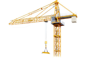 Wall Mural - Crane, lifting things, building construction, yellow
isolated on white background