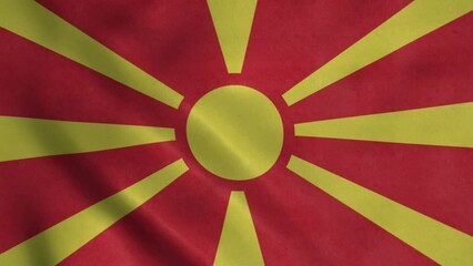 Wall Mural - North Macedonia waving flag. North Macedonia sign