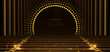 Elegant golden scene dot circle glowing with lighting effect sparkle on black background. Luxury premium award design.