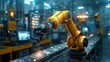 © Wanlop - Smart industry robot arms for digital factory production technology showing automation manufacturing process of the Industry 4.0 or 4th industrial revolution and IOT software to control operation