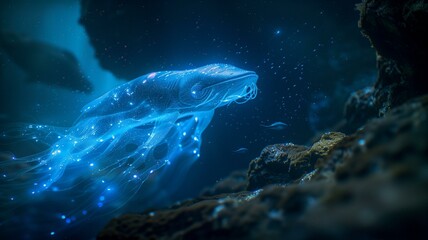  Delve into the mysterious world of aqeous animals, where bioluminescent creatures illuminate the darkness with their enchanting glow.

