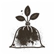 Soil Bag Icon, Compost Sack and Sprout Symbol, Fertilizer Sign with Plant Silhouette, Dirt Bags
