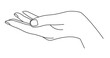 Hand taking or giving, palm with fingers line art