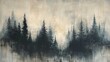 Muted tones bring a sense of harmony to this abstract portrayal of a pine forest landscape.