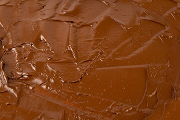 Wall Mural - Melt Chocolate Texture Background, Chocolate Sauce Pattern, Cocoa Hazelnut Cream, Textured Chocolate