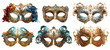 Set of venetian opera carnival masquerade masks, cut out