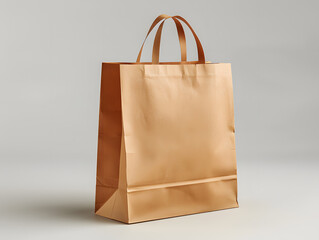 Wall Mural - A blank brown paper bag isolated on light grey background