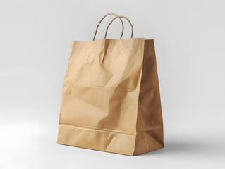 Wall Mural - A blank brown paper bag isolated on light grey background