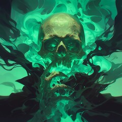 Sticker - Digital art of necromancer's skull