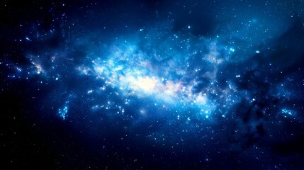 galactic dark sky with blue milky way