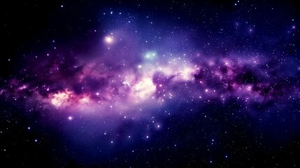 Wall Mural - Galactic dark sky with purple milky way