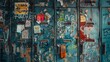 Closeup of a bunch of lockers covered in a variety of graffiti stickers and handwritten notes, showcasing a unique blend of individual expression