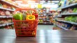 © rabbit75_fot - Fresh groceries on table in a grocery store.