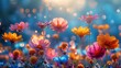 Vibrant Floral Haven: A Sunlit Meadow Tapestry Generative AI