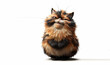 Funny fat cartoon cat on white isolated background generated AI