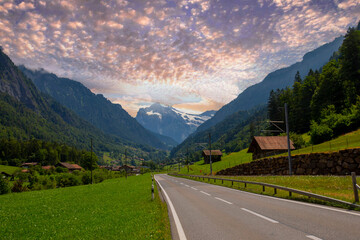 Wall Mural - Famous village Grindelwald in swiss alps 