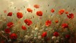 Vibrant Summer Meadow with Blooming Red Poppies Generative AI