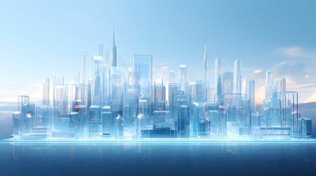 Digital future blue city scene graphics poster web page PPT background
