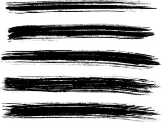 Poster - Black ink brush stroke set. Collection of black brush strokes, isolated