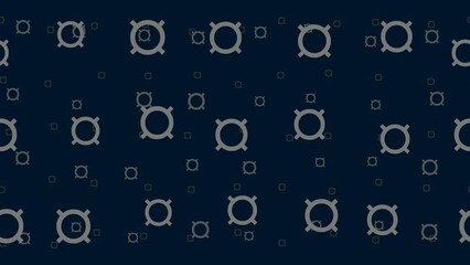 Poster - Currency signs float horizontally from left to right. Parallax fly effect. Floating symbols are located randomly. Seamless looped 4k animation on dark blue background