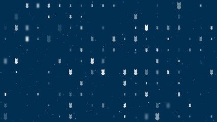 Poster - Template animation of evenly spaced one-piece swimsuit symbols of different sizes and opacity. Animation of transparency and size. Seamless looped 4k animation on dark blue background with stars