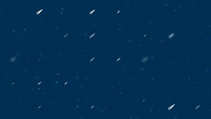 Poster - Template animation of evenly spaced hand saw symbols of different sizes and opacity. Animation of transparency and size. Seamless looped 4k animation on dark blue background with stars