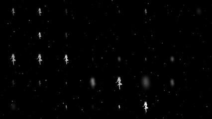 Poster - Template animation of evenly spaced ballerina symbols of different sizes and opacity. Animation of transparency and size. Seamless looped 4k animation on black background with stars