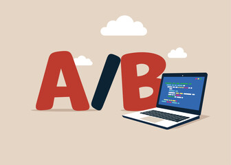 Alphabets A and B for testing. AB testing, market research to split user to test for user experience for website or application. Flat vector illustration