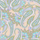 Fototapeta Dinusie - Seamless pattern with paisley ornament. Ornate floral decor for fabric. Vector illustration