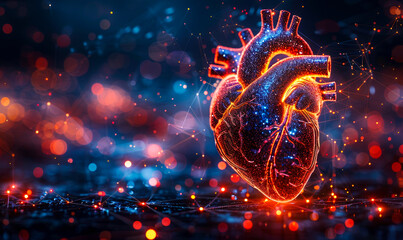 Poster - Digitally Rendered Human Heart Integrated with Advanced Data Network - Health Technology Concept
