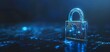 © SA Studio - Convey the essence of cyber security technology with an image featuring a digital padlock representing data encryption and network protection, displayed against a deep blue backdrop, highlighting
