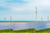 Fototapeta Na sufit - Solar power plant by the ocean