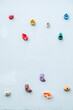 Colorful climbing holds on wall for outdoor rock climbing