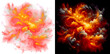 Fire flames abstract art design of galaxy big bang, movement of fire flames
