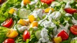 In the mix of a vibrant salad, tangy sour cream is whisked into the dressing, its creamy whites binding the flavors with a luscious texture hyper realistic