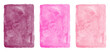 Pink watercolor backgrounds set. Hand drawn dark, blush pink, magenta watercolour textures with aquarelle stains. Painted beauty, Valentine's, Women's day rectangle templates. Artistic edge.