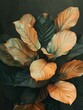 Calathea Orbifolia tranquility: Abstract backdrop with muted tones, conveying a sense of calm.