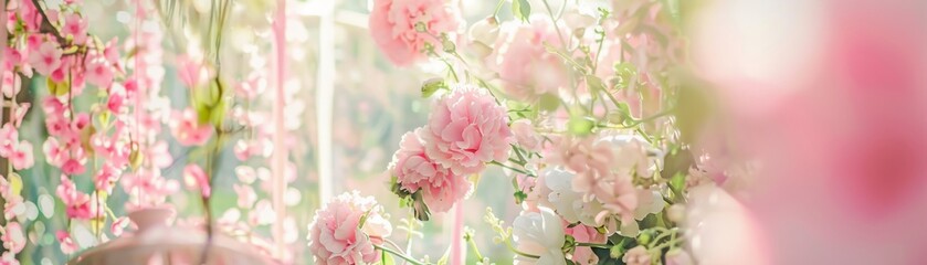  Beneath a canopy of dreamy pink blossoms, a whimsical garden party unfolds, where laughter floats softly through the air, weaving tales of joy and magic low noise