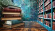 Colorful Bookshelf in Library