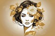 Contour of a female face with a gold flower in the hair