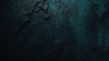 Poster - navy blue to dark teal gradient color rough grunge rock texture close-up background from Generative AI