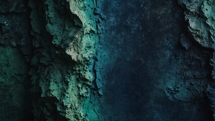 Poster - sapphire blue to mint green gradient color rough grunge rock texture close-up background from Generative AI