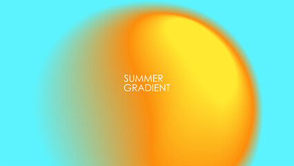Wall Mural - Summer theme gradient. Blurred vibrant round stain. Abstract background with color gradient shape for creative graphic design. Vector illustration.