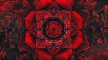 Red Rose Kaleidoscope Background. 