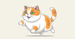 Vector cheerful funny cartoon chubby running jumping cute cat. Beautiful, kind and friendly pet. A purebred respectable puss.