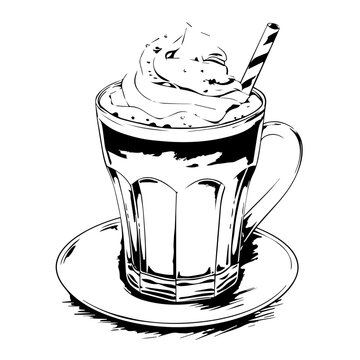 Black and white Coffee Cup Isolated on White