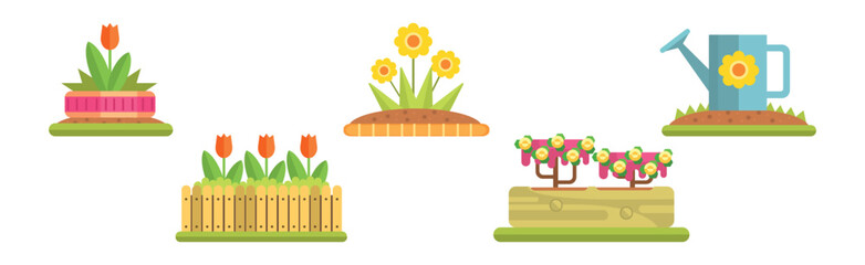 Poster - Park Outdoor Environment Flat Icon and Element Vector Set