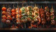 Seafood BBQ Bonanza, Celebrate the joys of outdoor grilling with images of seafood BBQ dishes like grilled shrimp skewers, seafood kebabs, and cedar-planked salmon