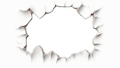 Wall Mural - hole in white wall isolated on transparent background cutout